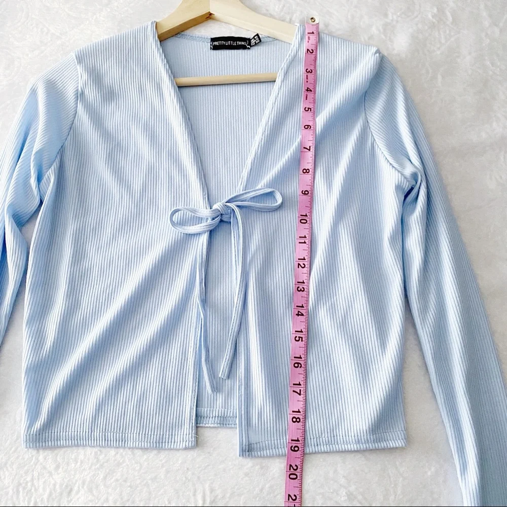 PLT Baby Blue Ribbed Cardigan Top